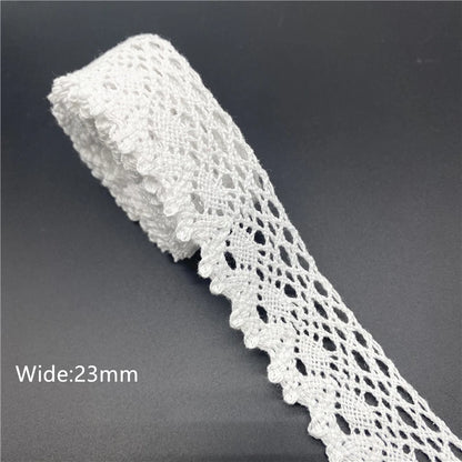 10mm-50mm 2 metri di nastro di pizzo di cotone 100% bianco per abbigliamento tessuto da cucito rifiniture in cotone all'uncinetto nastro di pizzo accessori fatti a mano