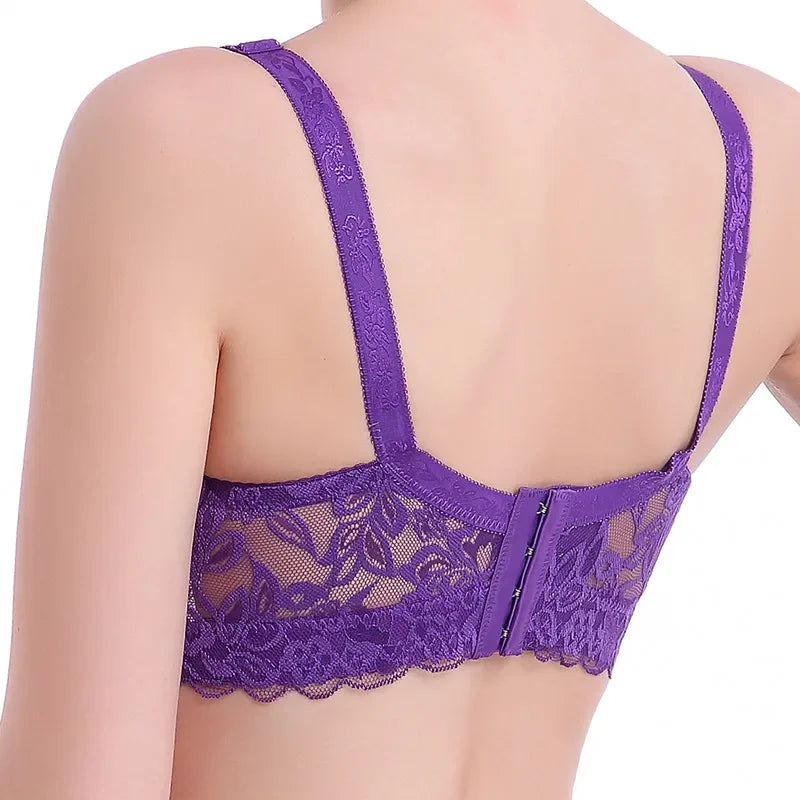 Reggiseno sottile a copertura totale, senza ferretto, regolabile, in pizzo, per taglie forti, copri seno, coppe B C D, reggiseno in pizzo taglie grandi 2028