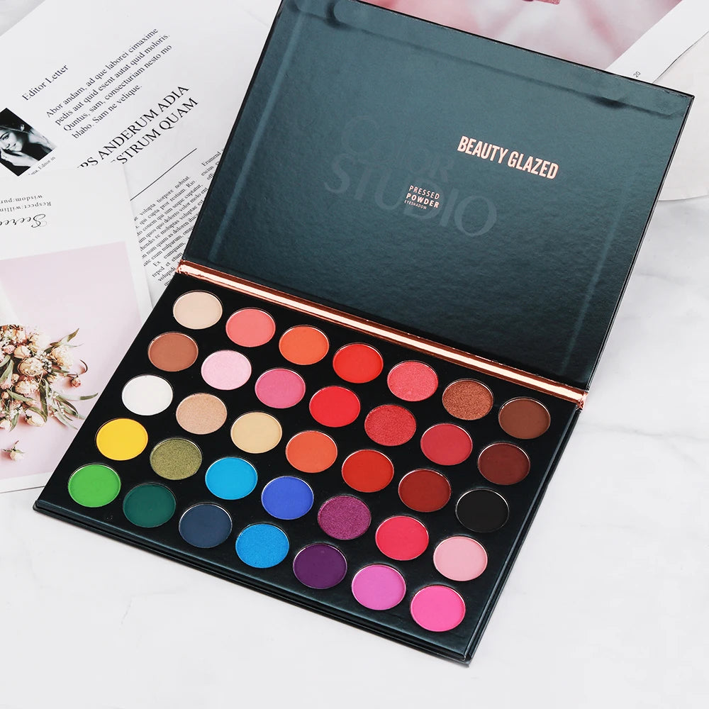 Beauty Glazed Eyeshadow Palette 35 colori Matte Shimmer Set trucco naturale con glitter smokey per tutti i tipi di pelle