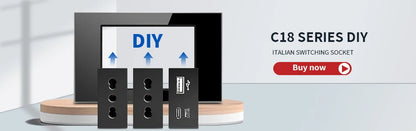 DELEFU Presa a Muro in Vetro Temperato Nero con USB Type-C per Ricarica Rapida, Interruttore Schuko, TV Sat, Telefono, Campanello, Italia/Cile