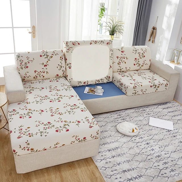 Stampa in spandex Fodera per cuscino per divano elasticizzato Fodera per sedia Animali domestici Protezione per mobili per bambini Fodera rimovibile lavabile 1/2/3/4