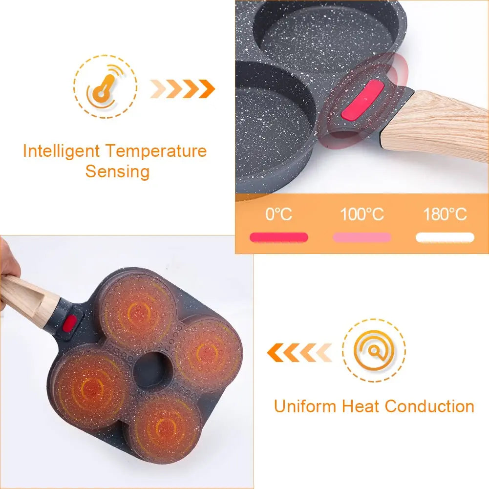 Mini padella antiaderente, padella compatta per uova e omelette, padella portatile per pancake per la colazione, piccolo utensile da cucina antiaderente, mini padella nera salvaspazio facile da riporre per la cucina domestica