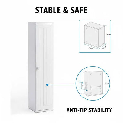 Set di 2 mobili da bagno con 3 ripiani rimovibili, larghezza 16 cm, mobiletto per WC, bianco