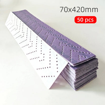 Carta vetrata ceramica viola lunga 70x420 mm per lucidatura e molatura auto floccaggio abrasivo 80-400 grana opzioni forniture per la cura dell'auto
