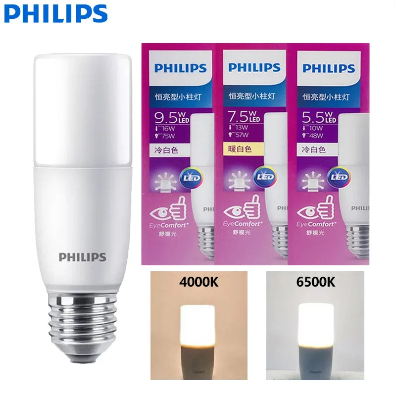Philips LED Stick E27 Lampadine MyCare 5.5W 7.5W 9.5W Luce interna 220-240V 4000K 6500K Lampadina EyeComfort bianca No Glare, 1x