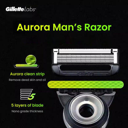 Lame di ricambio Gillette Labs Aurora Series, lamina ultra sottile a 5 strati, 4 pezzi per rasoio Gillette Labs