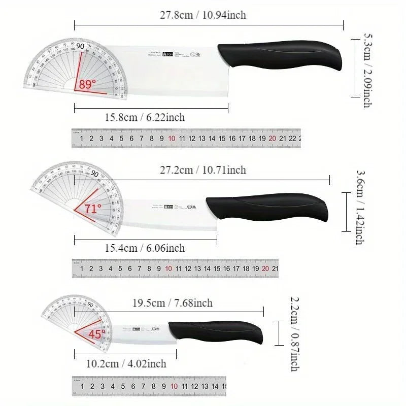 Set di coltelli in ceramica da 3 pezzi, coltelli da chef ultra affilati con fodere protettive, lama antiaderente per cucinare, affettare, utensili da cucina