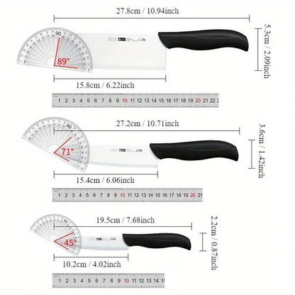 Set di coltelli in ceramica da 3 pezzi, coltelli da chef ultra affilati con fodere protettive, lama antiaderente per cucinare, affettare, utensili da cucina