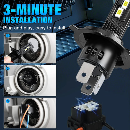 Fari LED XSTORM H4 Canbus, Lampadine LED H7 per Fendinebbia, 100W 30000LM, Lampadine LED 9005 H11 per Auto, Lampade a Diodi Turbo 12V