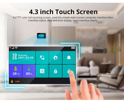 KERUI 2G WIFI GSM Sistema di Allarme Domestico Set Touch Screen da 4.3 pollici Sistema di Allarme di Sicurezza Tuya Smart App Alexa per la Casa Antifurto