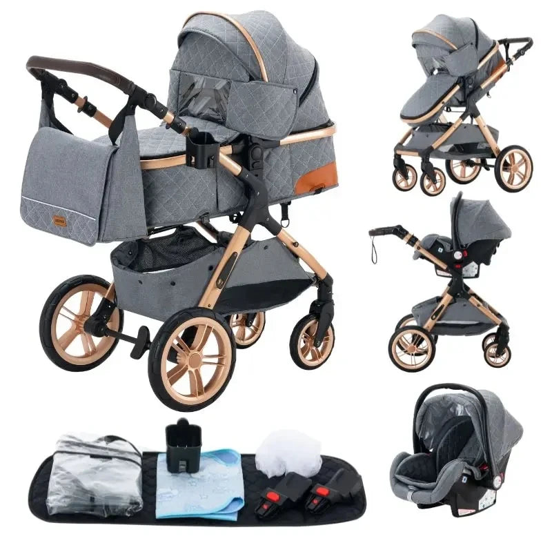 Passeggino 3 in 1 Passeggino multifunzionale Facile da viaggio pieghevole Seggiolino di sicurezza per carrozzina portatile Standard UE Spedizione gratuita