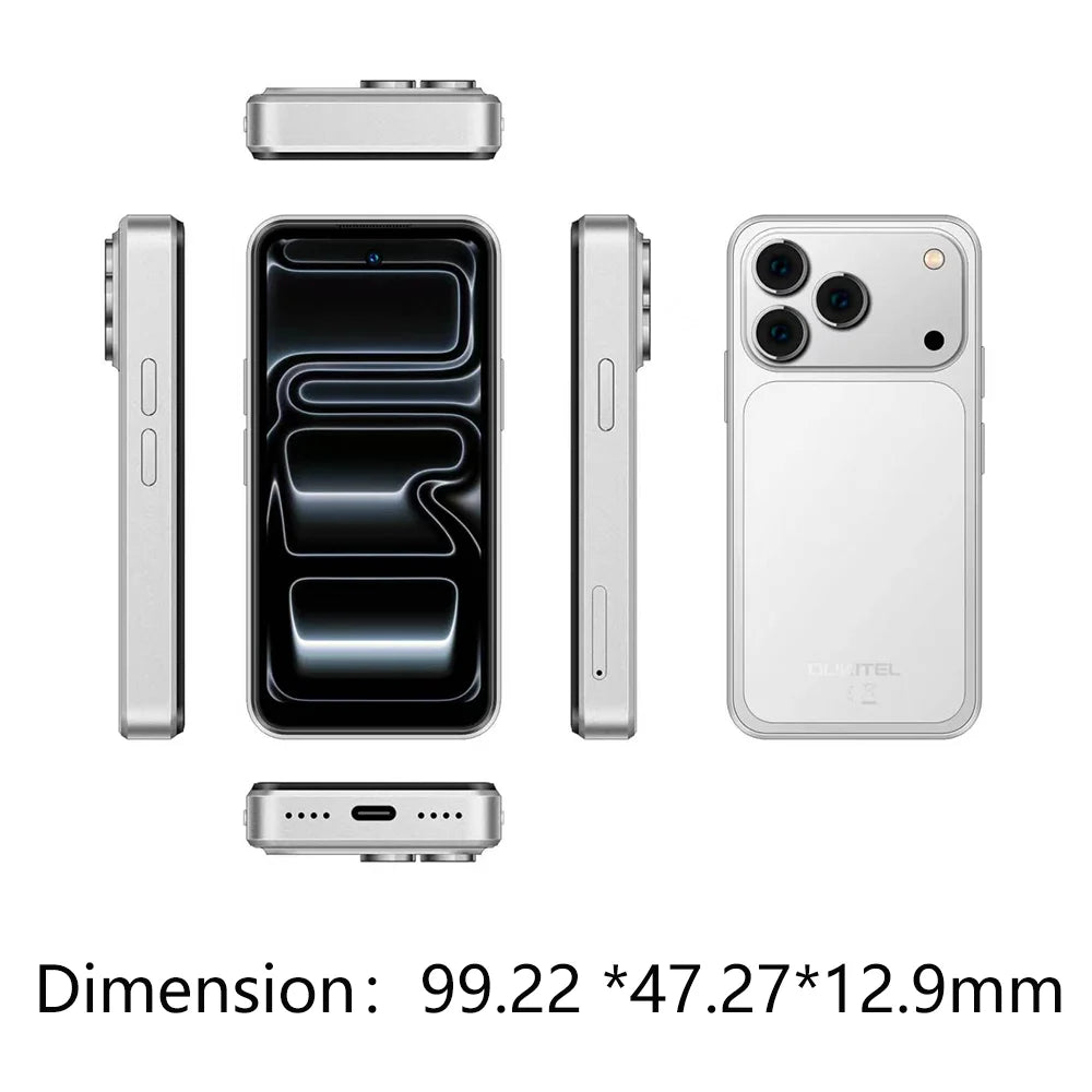 OUKITEL C17 mini, smartphone compatto, fino a 12 GB di RAM (3+9) + 32 GB di ROM, telefono tascabile ultra compatto, display mini da 4 pollici, batteria da 2300 mAh, tecnologia Gemini AI, smartphone Android sbloccato.