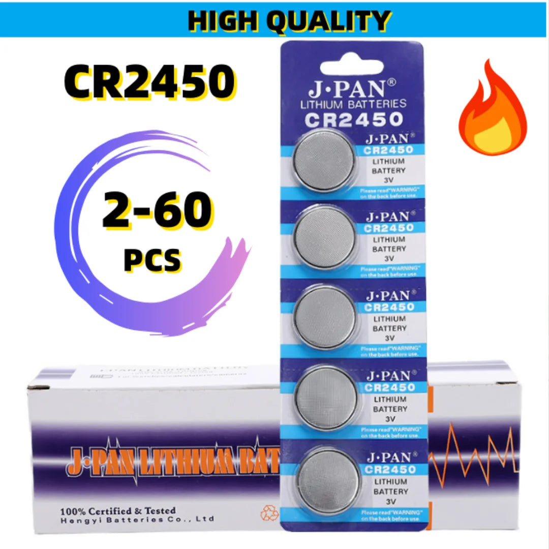 2-60pcs CR2450 batteria 3V batteria a bottone al litio 550mAh CR2450 5029LC LM2450 DL2450 CR2450N BR2450 batteria a bottone cellulare per giocattoli per orologi