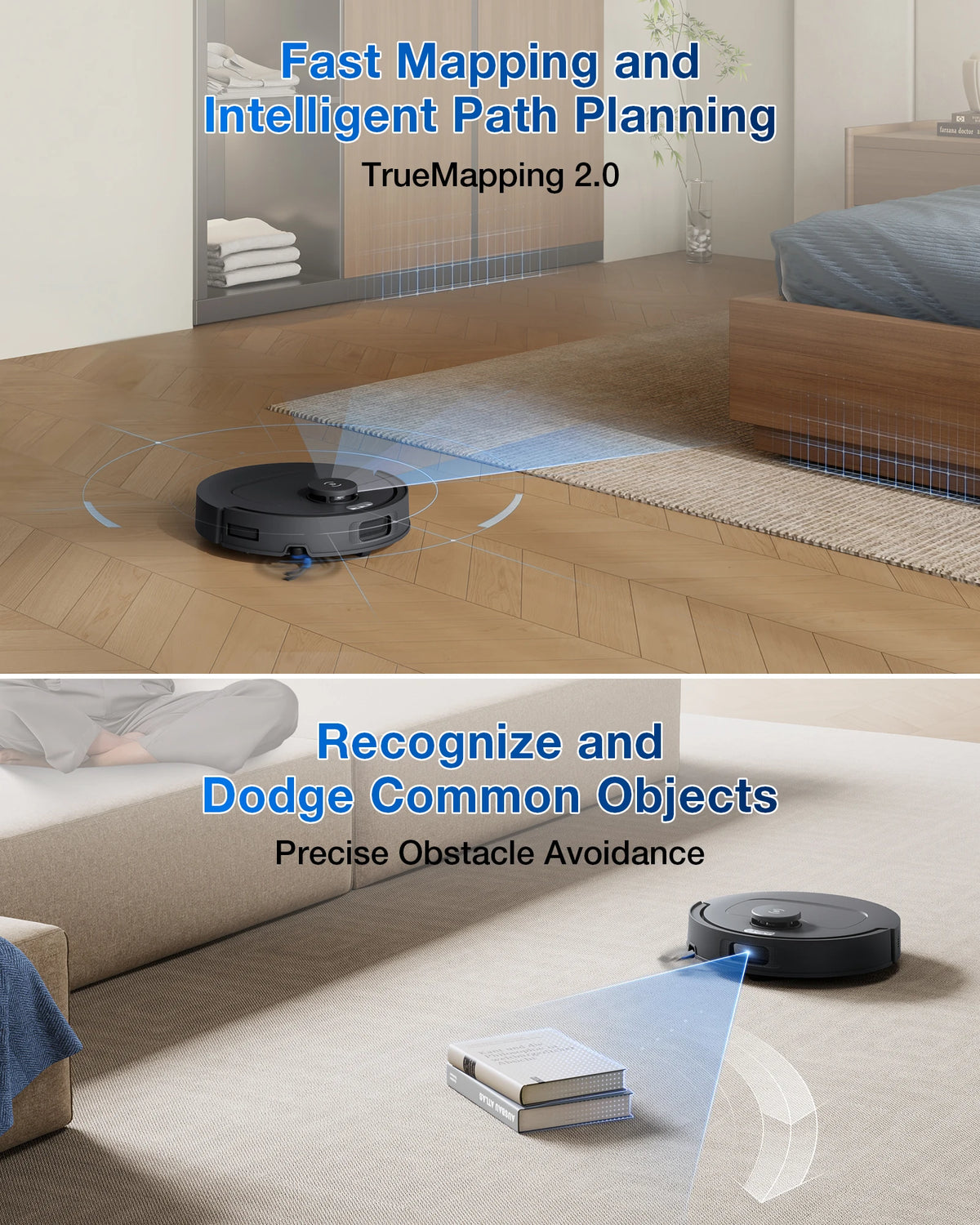 Robot aspirapolvere e lavapavimenti ECOVACS DEEBOT T30e OMNI, non si impiglia sui peli di animali domestici, autonomia di 180 minuti, silenzioso (64 dB), aspirazione da 25000 Pa, base con sistema di svuotamento automatico.