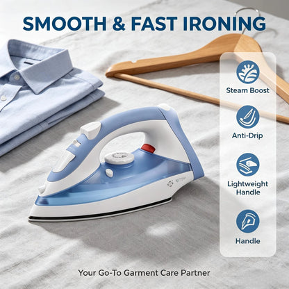 Ferro da Stiro a Vapore 2200W con Piastra in Ceramica, Funzione di Auto-Pulizia, Serbatoio d'Acqua da 170ml per Rimozione Pieghe da Tessuti e Vestiti, Elettrodomestico