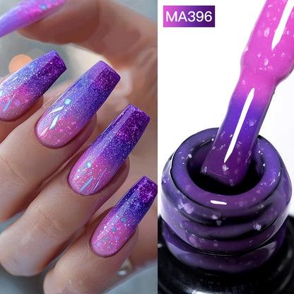 MEET ACROSS 7ml Gelatina Nuda Shimmer Base in gomma Gel Glitter Rosa Viola UV/LED Nail Art Vernis Gel Smalto per manicure Unghie FAI DA TE