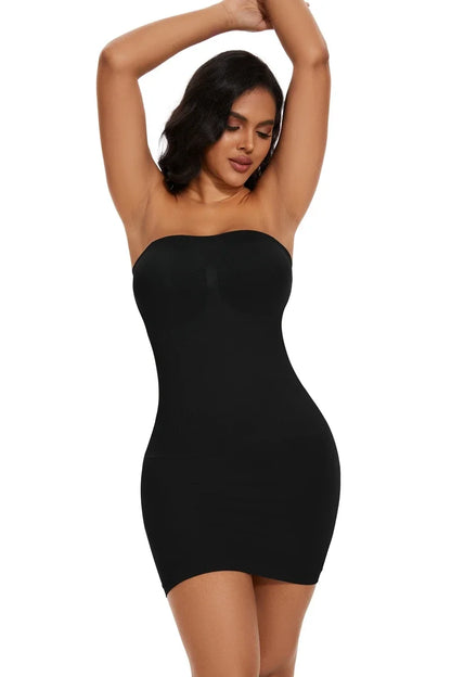 Abito modellante sexy da donna con spalle scoperte, aderente, senza spalline, intimo, compressione liscia, modellante per il corpo, vita dimagrante