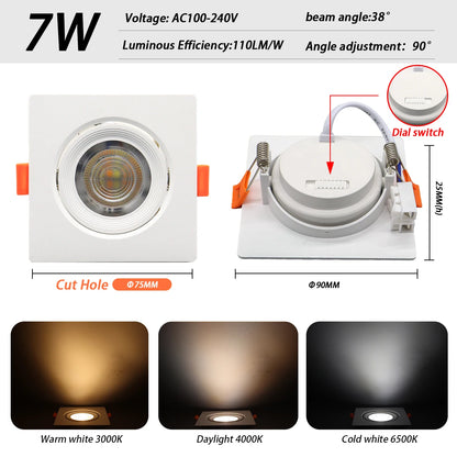 Faretto Orientabile 7W con Regolazione Colore 3000K 4000K 6000K, Illuminazione CCT 7W, Sostituzione Downlight per Illuminazione Direzionale Domestica (1-10 Pezzi)