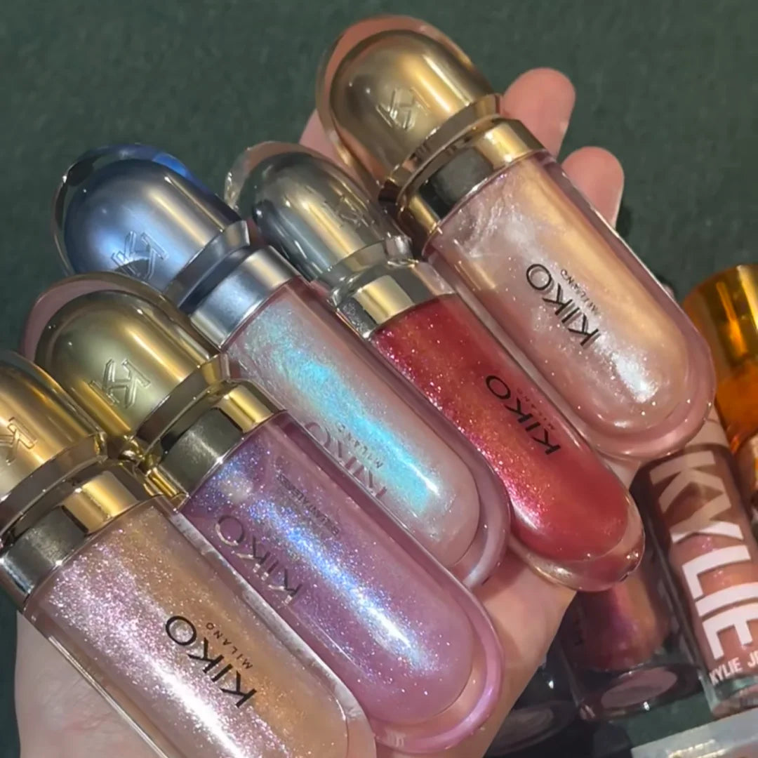 KIKO Lucidalabbra 3D Hydra, Lucidità Elevata, Labbra Effetto Vetro, Volumizzante Trasparente Nutriente, Lunga Durata, Tinta Latte e Tinta Fagiolo, Cosmetico per Labbra Nude