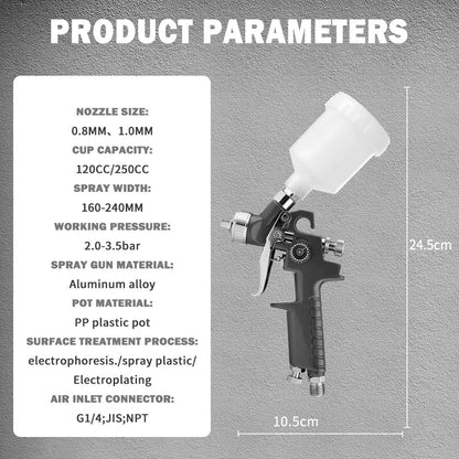 Mini pistola a spruzzo HVLP H2000 con serbatoio da 125 ml