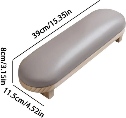 Cuscino Poggiamani Professionale per Manicure con Base in Legno – Supporto Ergonomico per Nail Art, Disponibile in Grigio e Caffè Latte