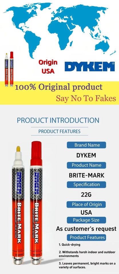 DYKEM BRITE-MARK Pennarello Permanente Medio, Penna Industriale a Rapida Asciugatura per Metallo, Plastica, Gomma, Vetro, Legno
