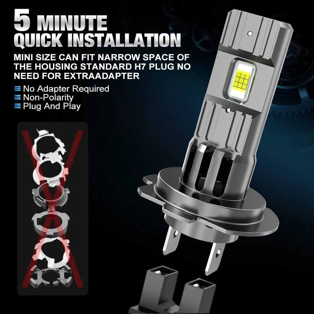 XSTORM H7 Kit fari a LED Mini lampadina 100W 25000LM 6000K CSP per fari per auto 12V Bianco Fendinebbia automatici H7 Led Turbo Automobile