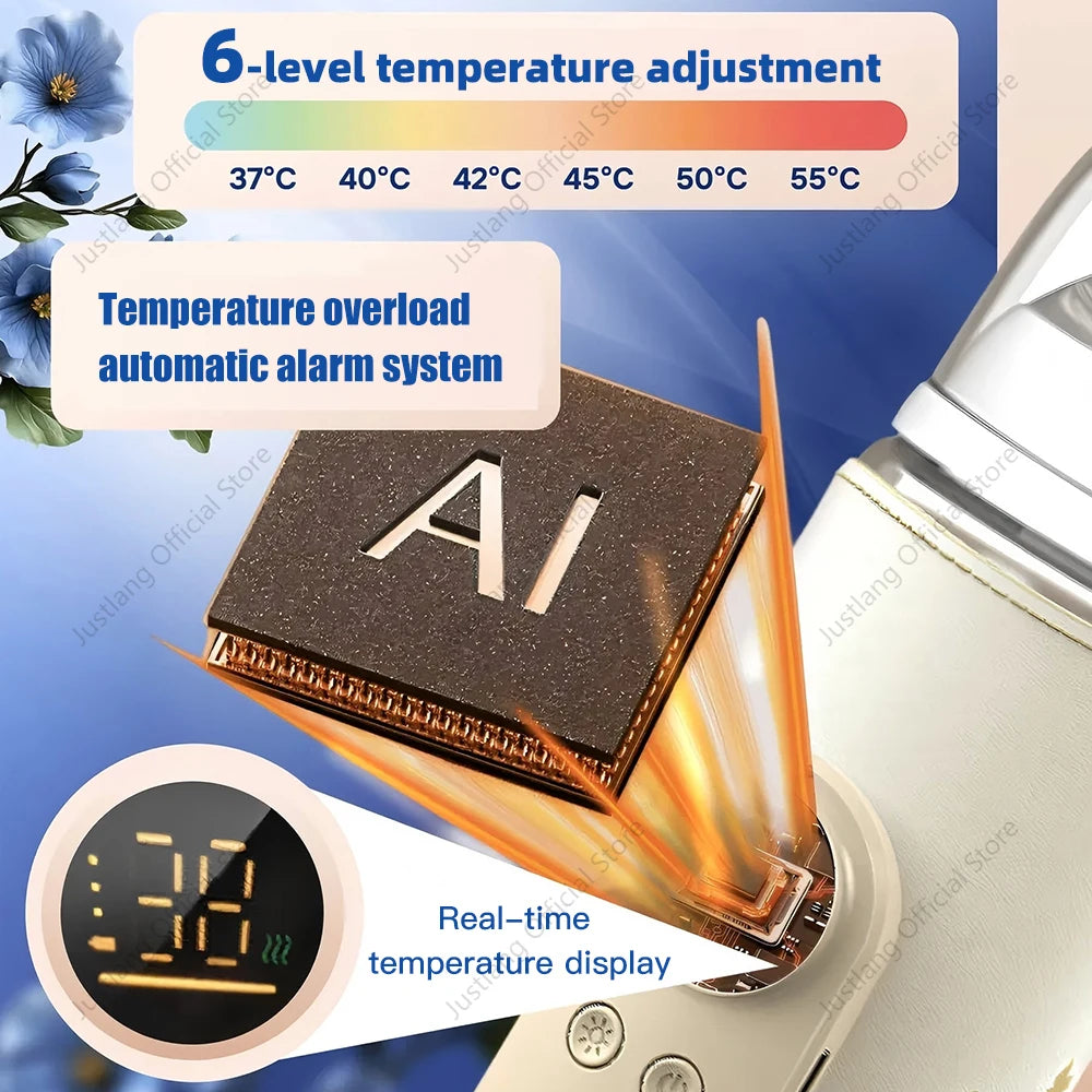 JUSTLANG 10000mAh Scaldabiberon 5 livelli di calore Scaldalatte multifunzione per latte materno Controllo accurato della temperatura Calore per biberon