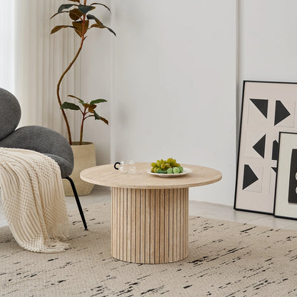 Set di 2 tavolini rotondi in legno in stile nordico, tavolino da caffè impilabile in legno, per mobili da soggiorno/camera da letto