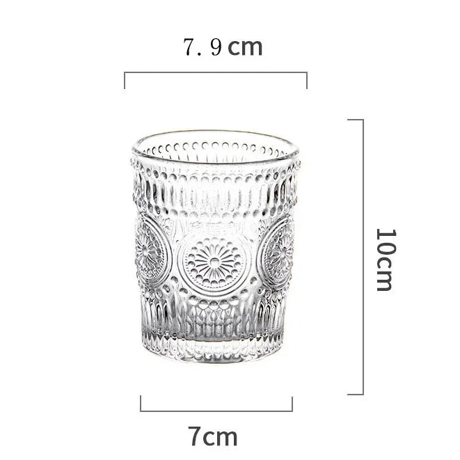 4 pz/2 pz/1 pz stile nordico tazza di acqua di girasole 300ml/350ml Retro Relief tazza di vetro francese bevanda fredda tazze trasparente tazza di succo