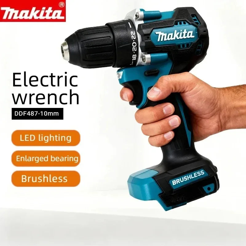 Makita DDF487 Trapano Avvitatore a Batteria 18V Brushless Compatto ad Alta Coppia a Velocità Variabile per Lavorazione del Legno Compatibile con Batterie Makita