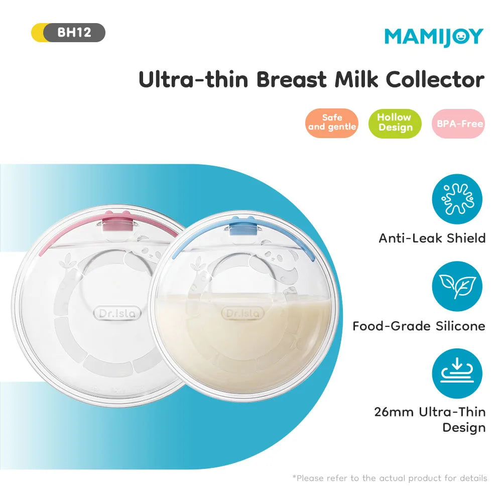 MAMIJOY Raccoglitore di Latte Materno 2 Pezzi 26mm in Silicone Ultra-Sottile Senza BPA, Coppette per Allattamento Indossabili, Salvagoccia per Latte Materno a Prova di Perdite per Mamme