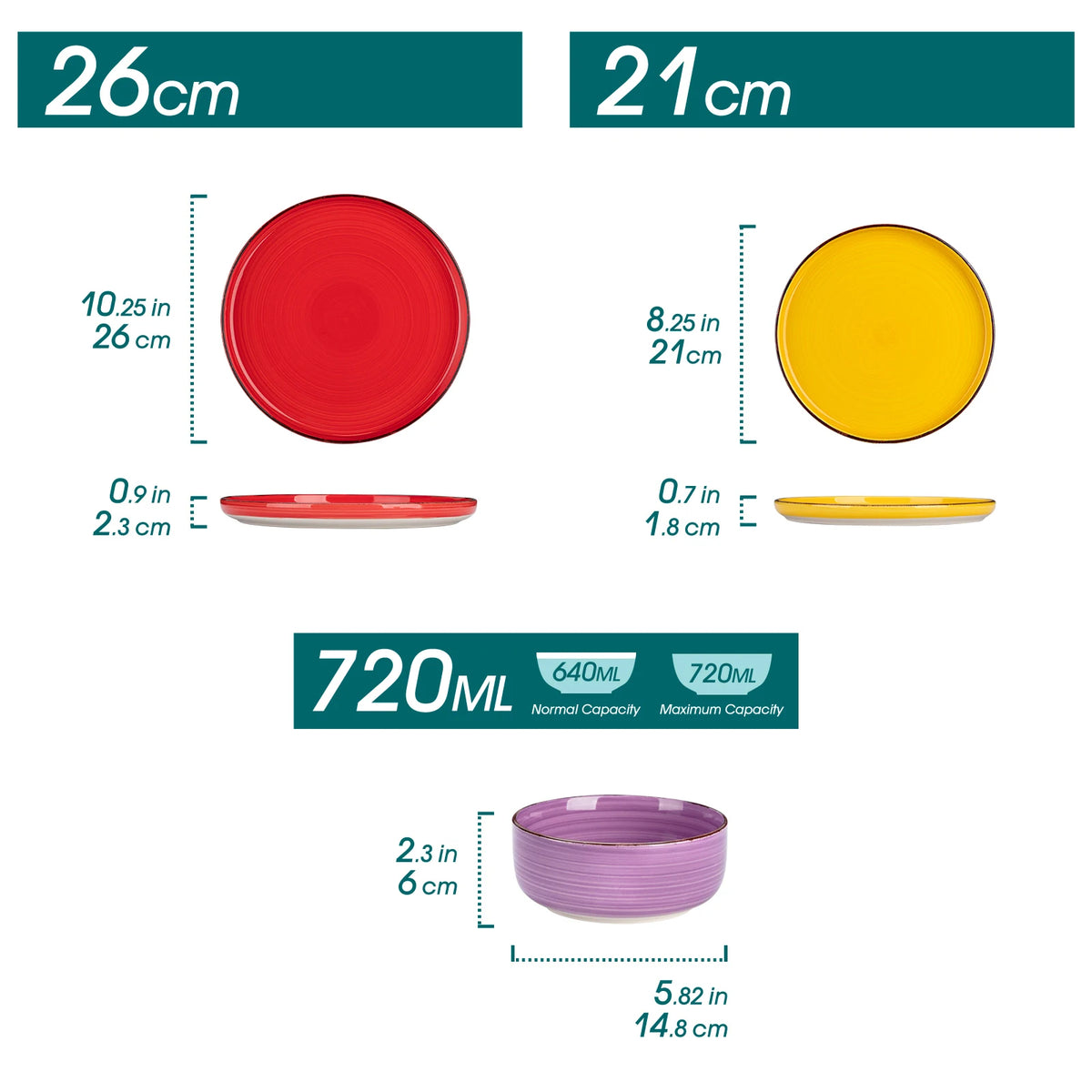 Vancasso 12/18/24 pezzi set di piatti in ceramica modello di spirali dipinti a mano di colore misto 4/6 pezzi piatti piani/dessert/cucina/piatti da zuppa