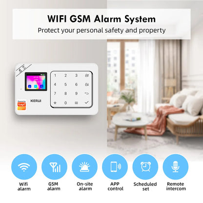 Kit Sistema di Allarme Domestico WIFI GSM KERUI Compatibile con Tuya, Allarme Antifurto Supporta Alexa Google, Sicurezza Wireless per Casa 433MHz