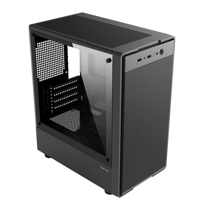 Case PC Power Train Flying MATX Mini-ITX con Alimentatore SFX/ATX, Chassis Desktop Portatile con Porta USB e Pannello in Rete Metallica