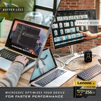 Scheda Micro SD Lenovo 1TB, Scheda di Memoria TF 256GB 512GB Classe 10 U3 A2 ad Alta Velocità per Registrazione Video 4K per Dash Cam, Fotocamera, Drone, Telefono