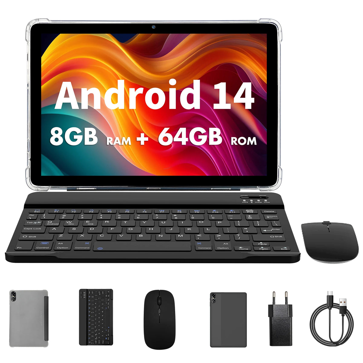 Tablet Android da 10.1" con Processore Octa-core, 16GB (4+12GB Virtuali) di RAM, 64GB di ROM, Schermo Touch HD IPS, Wi-Fi 6, BT 5.0, Doppia Fotocamera