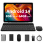 Tablet Android da 10.1" con Processore Octa-core, 16GB (4+12GB Virtuali) di RAM, 64GB di ROM, Schermo Touch HD IPS, Wi-Fi 6, BT 5.0, Doppia Fotocamera