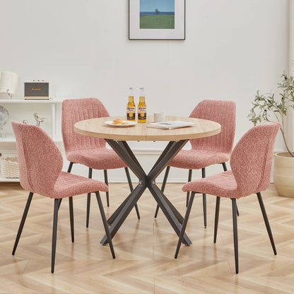 Tavolo da pranzo rotondo in stile nordico EGOONM, 100 cm, piano in MDF, gambe in metallo nero, ideale per sala da pranzo, cucina e arredamento della casa.