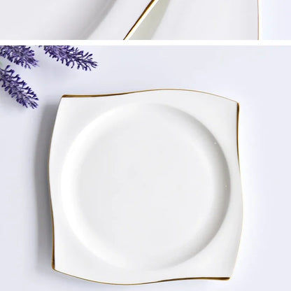 Set di Piatti in Ceramica, Stoviglie in Porcellana Bone China, Set Creativo di Piatti e Vassoi Phnom Penh, Piatti Quadrati, Servizio da Tavola per Cucina