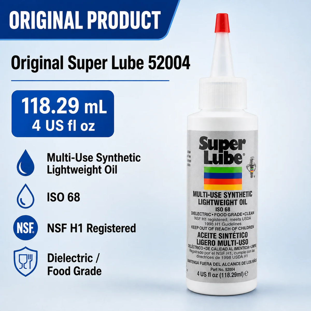 Super Lube 52004 Olio Sintetico Leggero ISO 68 Lubrificante Multiuso per Stampanti 3D, Cuscinetti e Guide