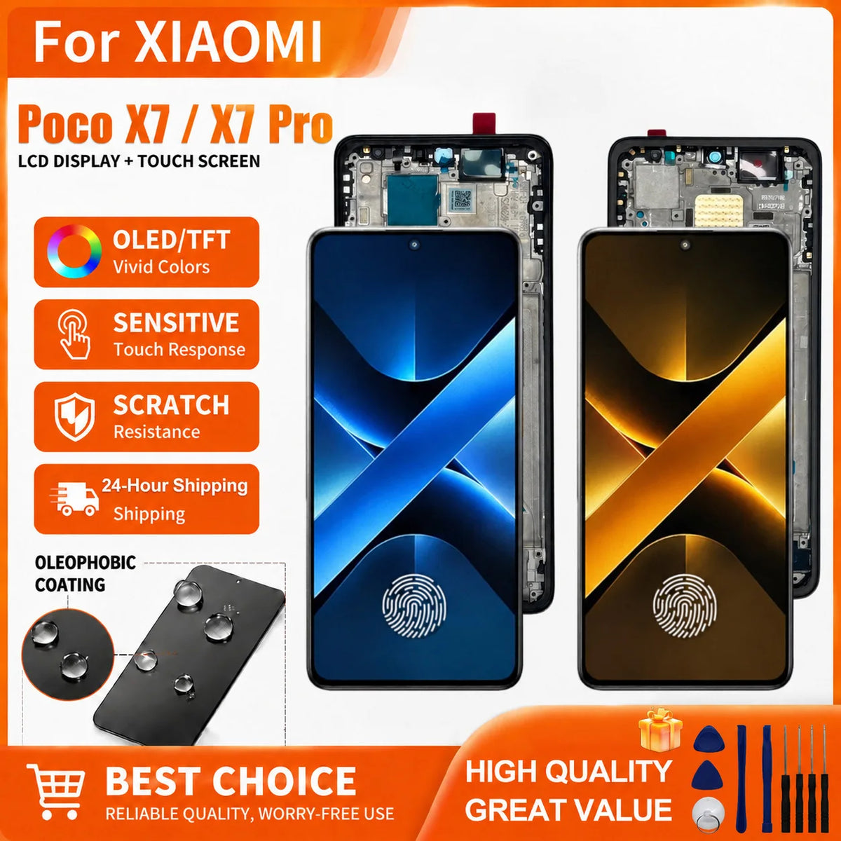 Display OLED da 6,67" per Xiaomi Poco X7 LCD 24095PCADG, display touch digitizer per Poco X7 Pro, schermo 2412DPC0AG, parti di assemblaggio