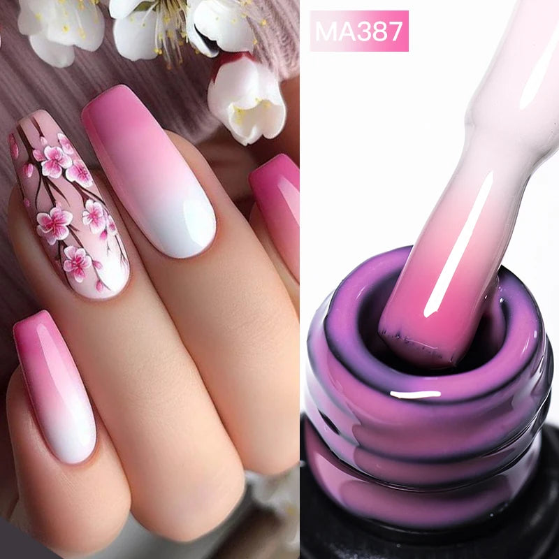 MEET ACROSS 7ml Gelatina Nuda Shimmer Base in gomma Gel Glitter Rosa Viola UV/LED Nail Art Vernis Gel Smalto per manicure Unghie FAI DA TE