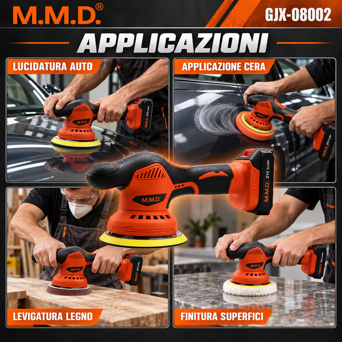 M.M.D Lucidatrice a Batteria 21V Lucidatrice Auto Fai Da Te Riparazione Vernice GJX-08002