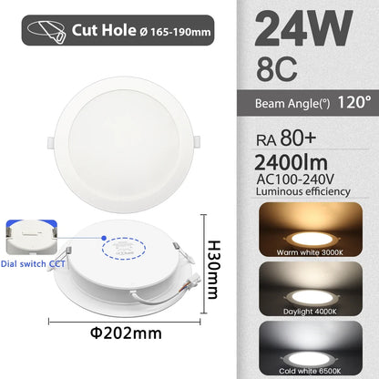 Confezione da 1-10 Faretti LED 3 CCT con Cambio Colore 3000K 4000K 6500K AC 110V 220V, Luce da Soffitto 6W 10W 14W 17W 20W 24W per Casa e Ingresso