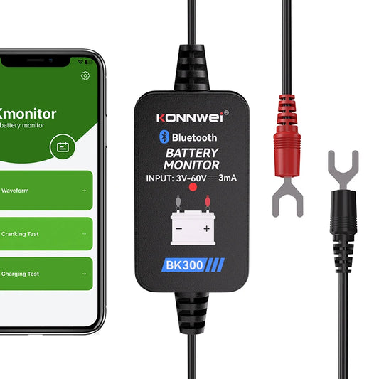 KONNWEI BK300 Tester Bluetooth per Batterie Auto 6V/12V/24V con App Mobile per Auto, Camper, Moto, Camion e Barche