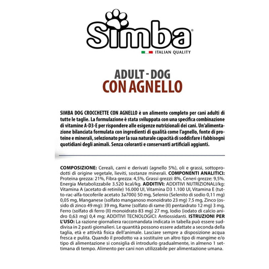 Simba Secco Cane Adult con Agnello - 4kg
