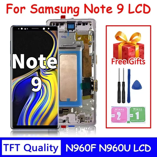 Nuovo LCD per Samsung Note9, Display Touch Screen Digitizer Assembly per Samsung Note 9 N960F N960U N9600 con Cornice LCD