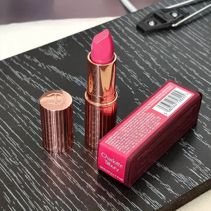 Charlotte Brand Blush in stick colorato, lucidalabbra idratante al collagene, rossetto in tubetto oro con diamante rosa, cosmetici Tilbury