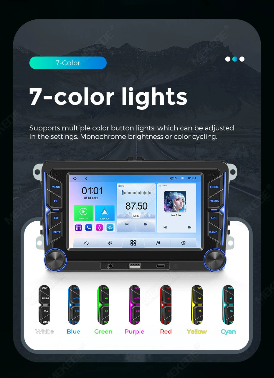 MEKEDE Sistema Multimediale con Navigazione GPS, CarPlay Wireless e Android Auto da 7/9 pollici per Volkswagen Passat B6 B7 Golf 5 6 Polo CC T5 SEAT Altea Toledo Leon Skoda Combi Yeti Superb